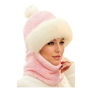 Women's Winter thermal beanie one piece windproof cold proof scarf hat.
